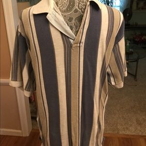 TAN/CREAM/BLUE STRIPED POLO SHIRT 🌟